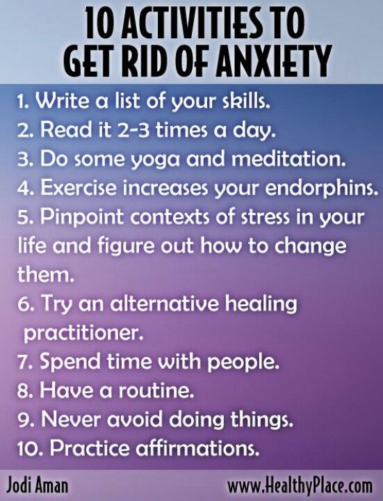 10 activities to get rid of anxiety