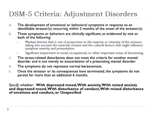 Dsm Iv And Icd 10 Criteria For Adjustment Disorders