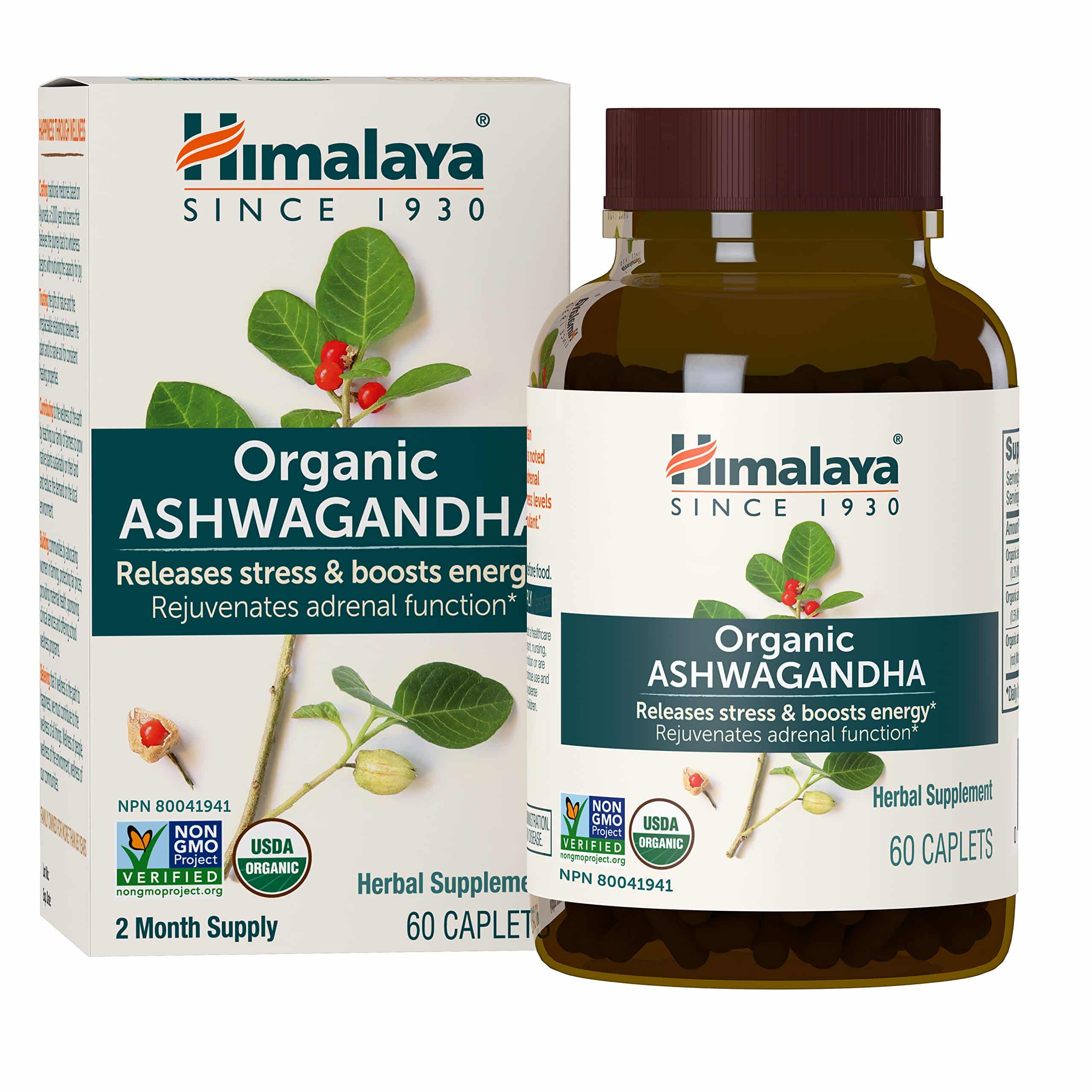 Himalaya Organic Ashwagandha, Natural Stress &  Anxiety Relief, Energy ...
