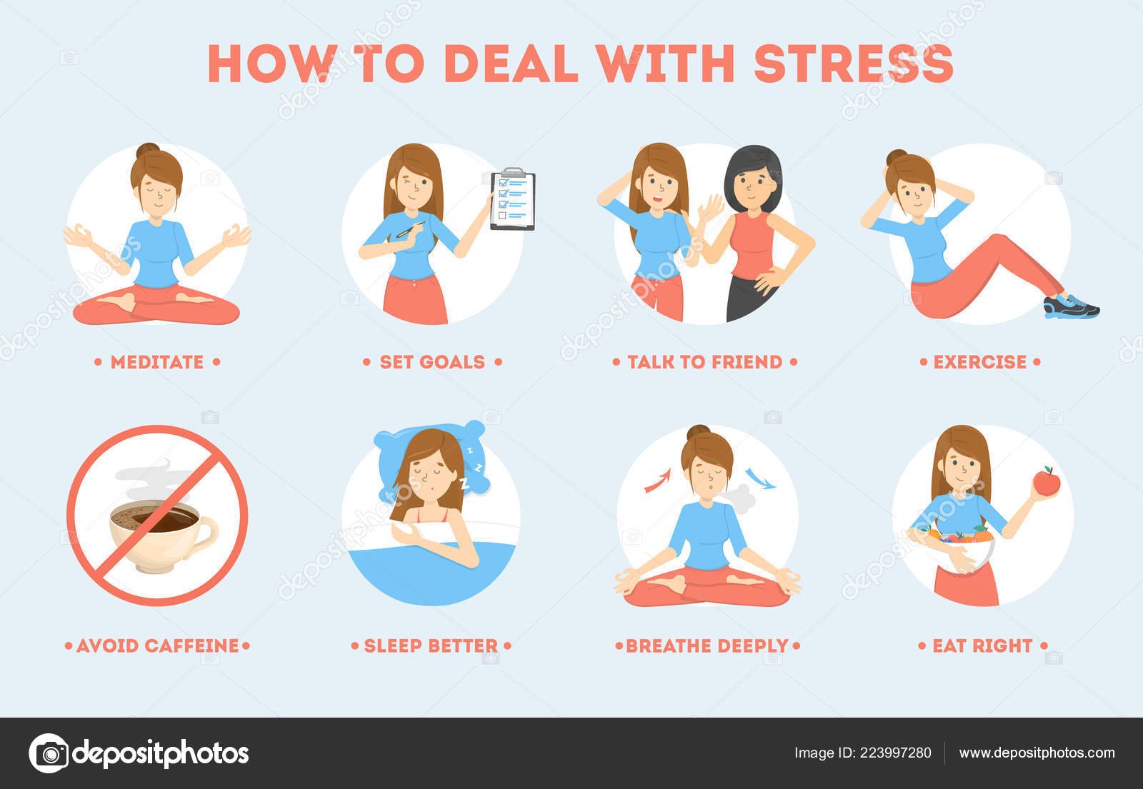 How to deal with stress guide. Depression reduce  Stock ...
