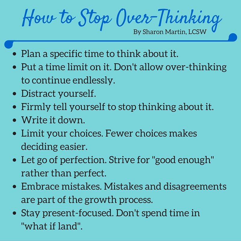 How To Stop Overthinking Sharon Martin Lcsw Counseling