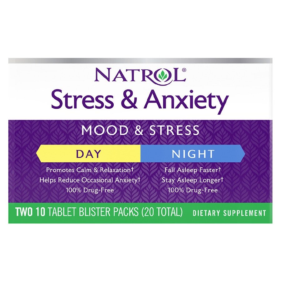 Natrol Stress Anxiety Day Night Dietary Supplement Tablets