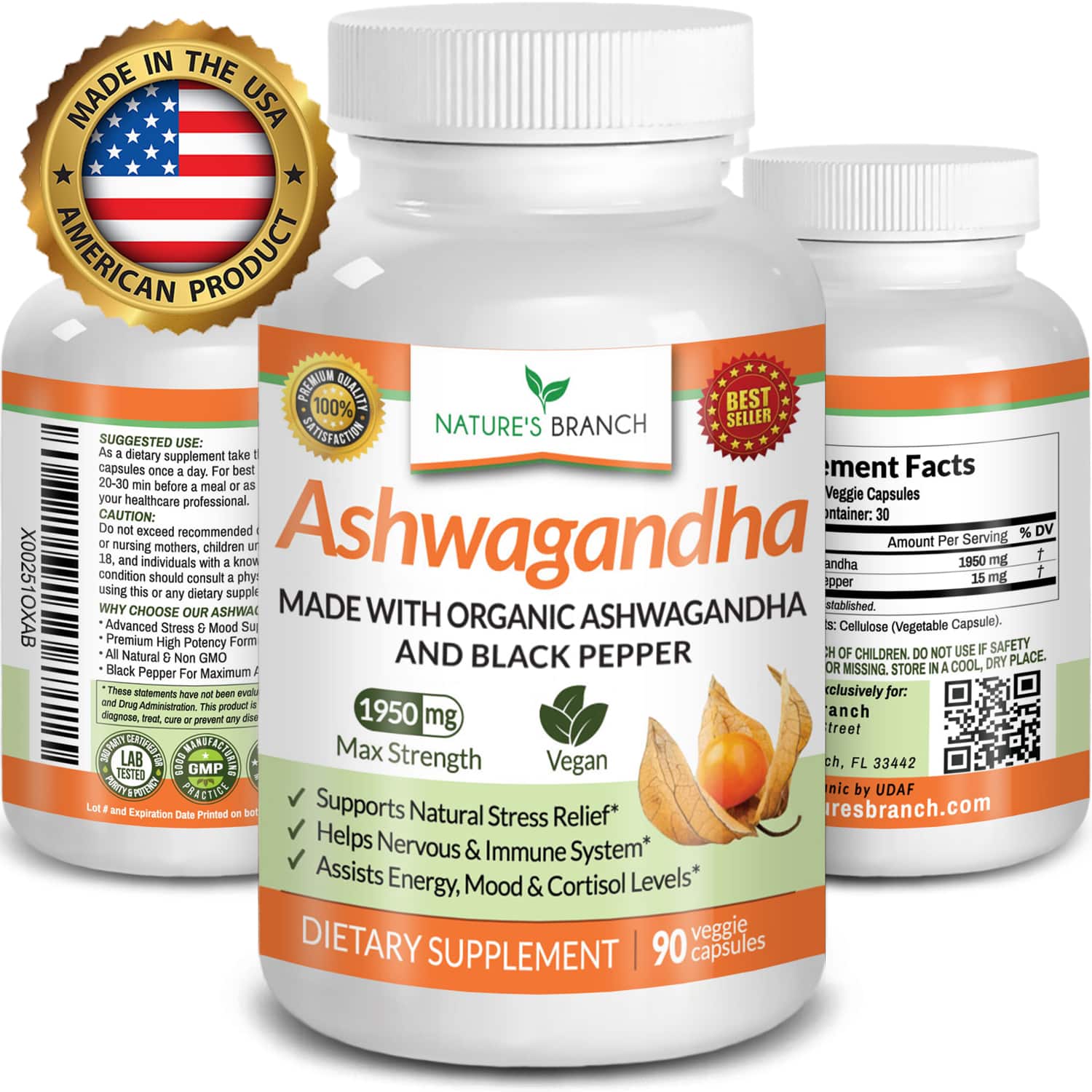 ORGANIC ASHWAGANDHA CAPSULES WITH BLACK PEPPER FOR STRESS RELIEF ...