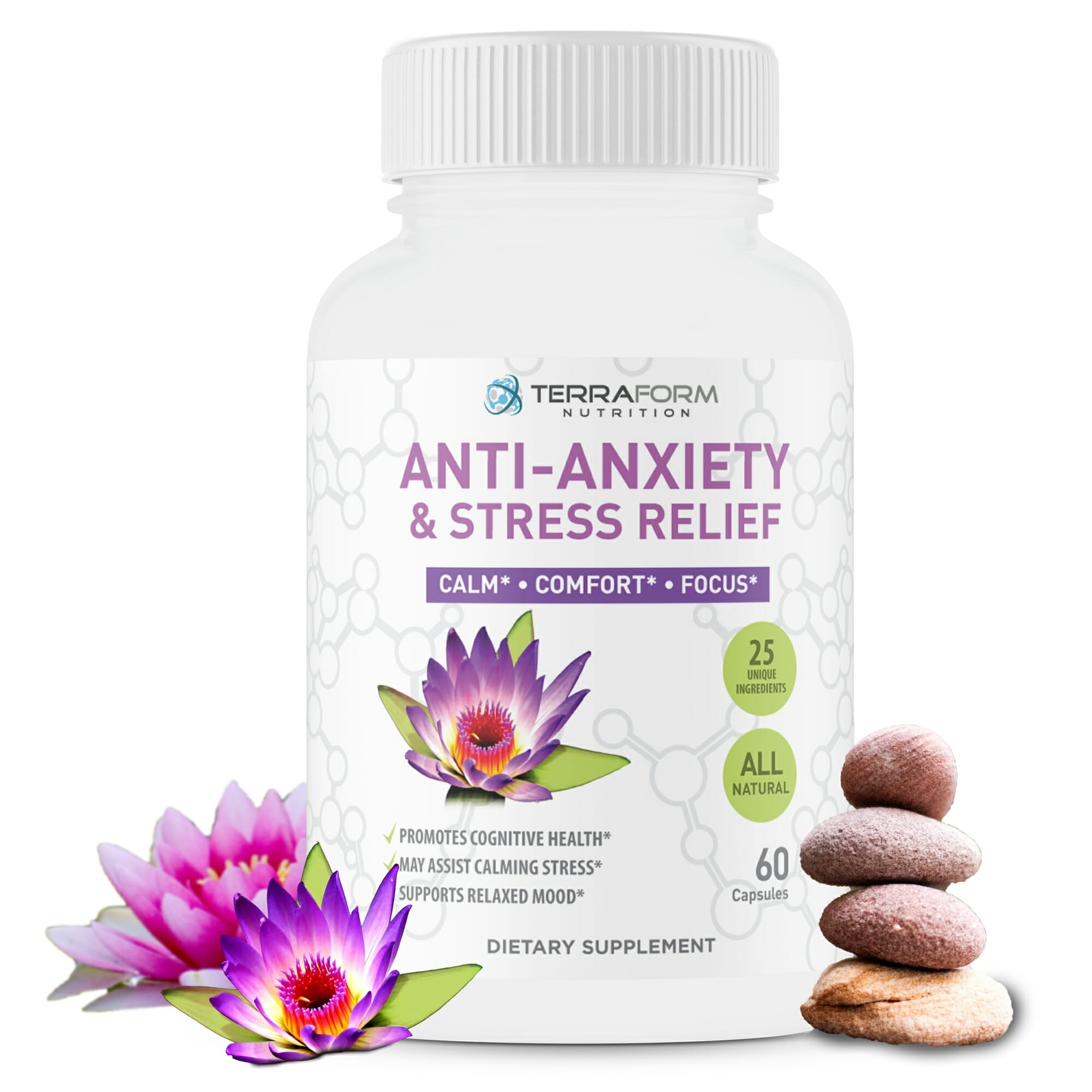 Premium Anxiety and Stress Relief Supplement  60 Capsules ...