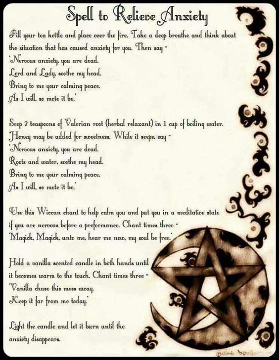 Spell to Relieve Anxiety (Printable Spell Pages)  Witches ...